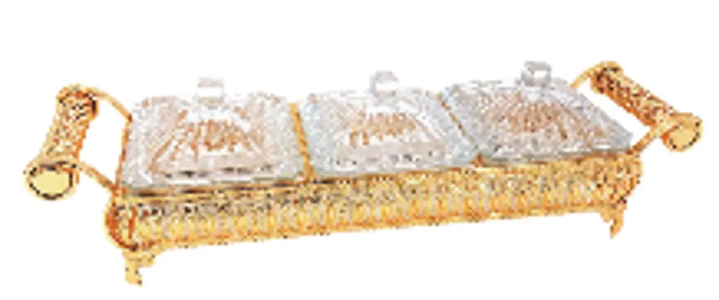 Candybox rechthoek Glas 3-delig Goud