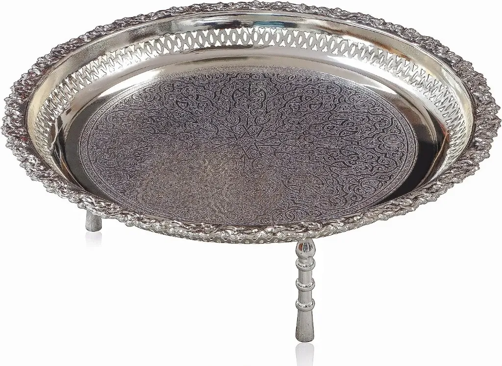 Round tray with feet - Silver - 40cm