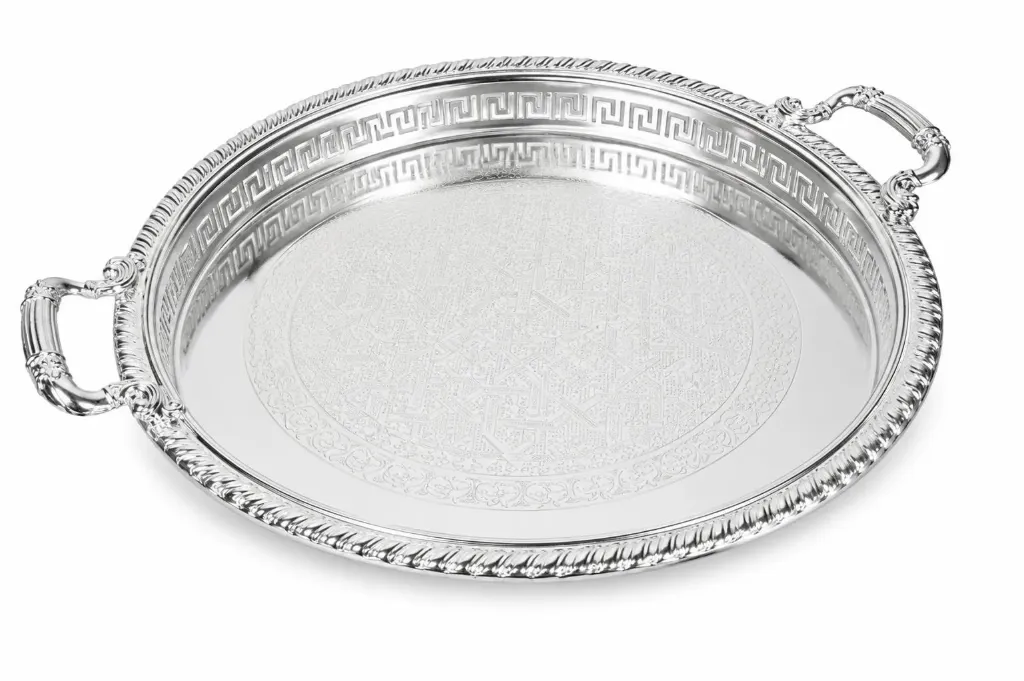 TRAY ROUND 55CM SILVER NEW DESIGN