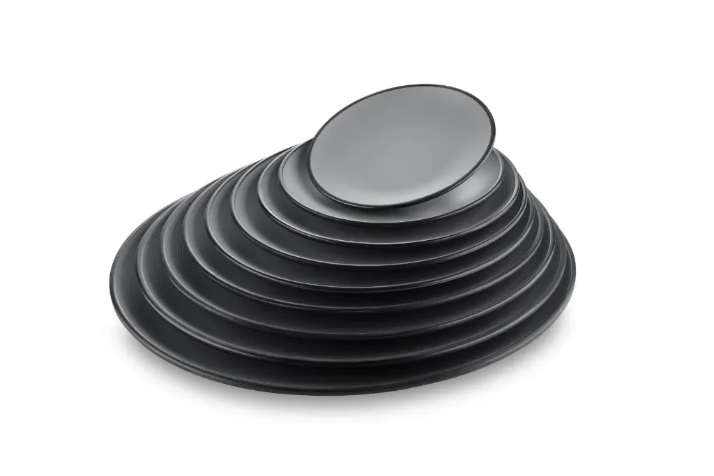 Melamine plate round - Black & Grey - 10 inch