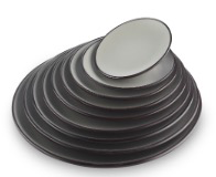Melamin 7.8"" round plate flat Sandy beige & Brown