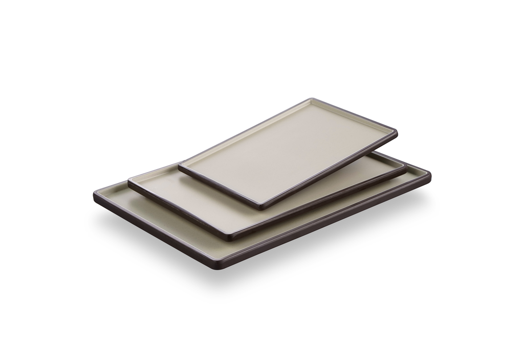Melamine 10"Rectangular plate Sandy beige & Brown