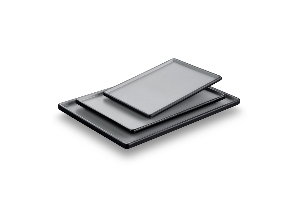Melamine plate - Rectangular - Black & Gray - 10 inch