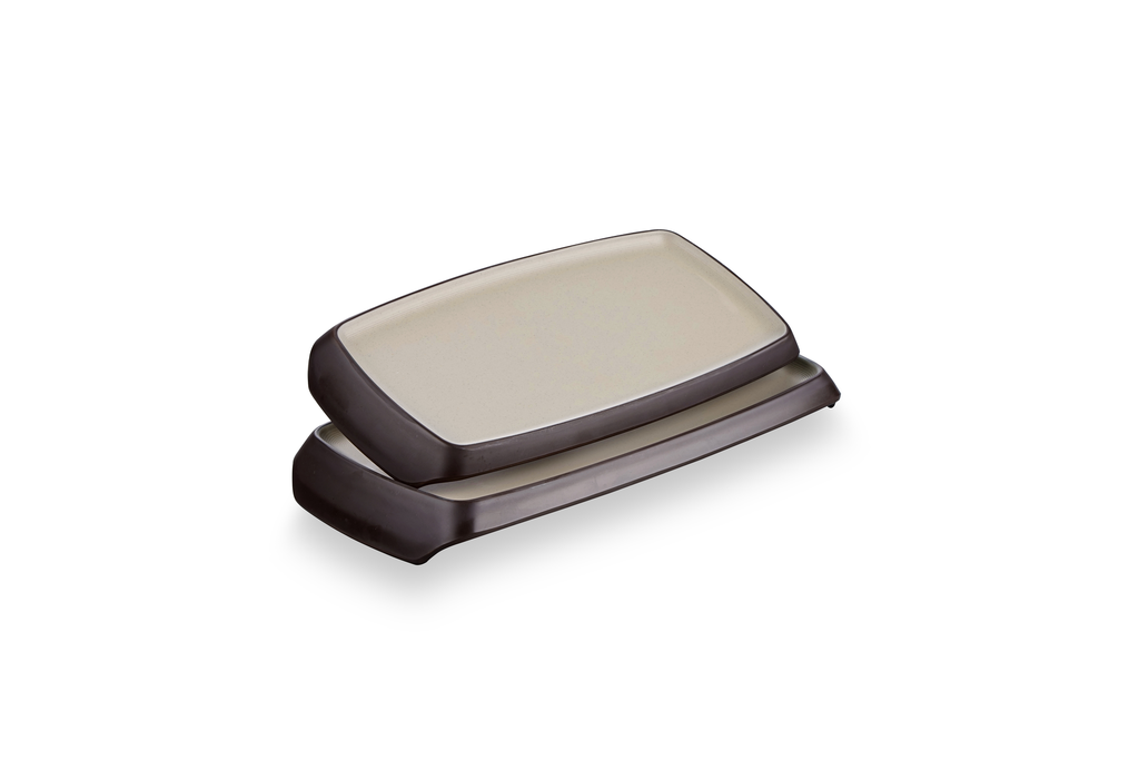 Melamine 11”Rectangular plate Sandy beige & Brown