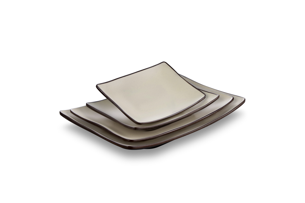 Melamine 6.75"Rectangular plate Sandy beige & Brown