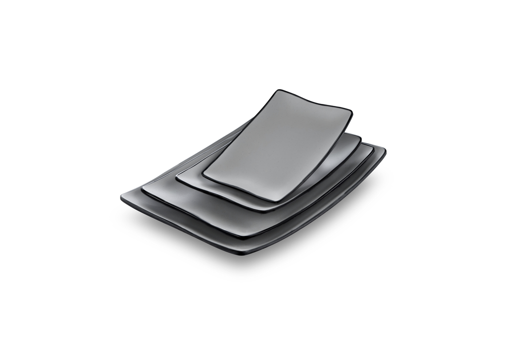 Melamine 6.75"Rectangular plate Black & Gray