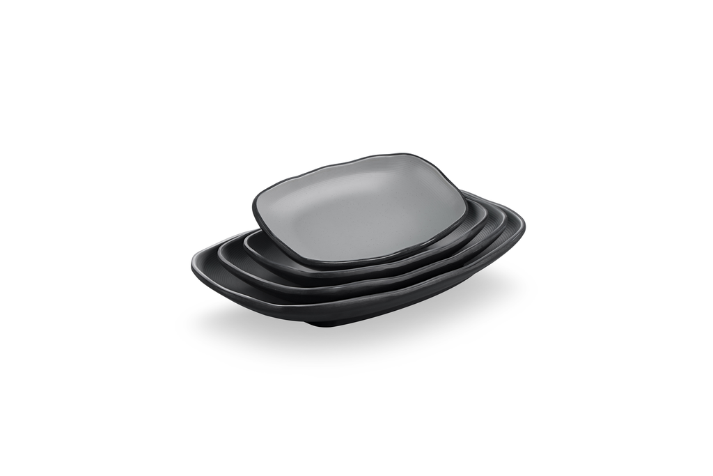 Melamine 10.6"Oblong oval plate Black & Gray