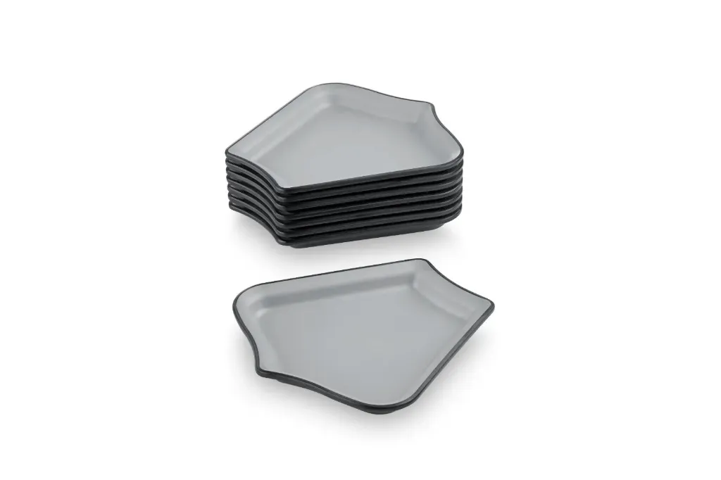 Melamine plate -  Peach blossom - Black & Gray