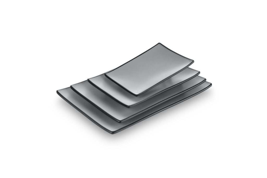 Melamine 7.9"Rectangular plate Black & Gray