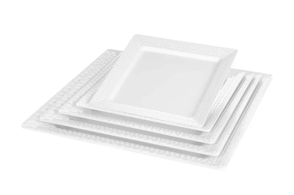 [HAMP-3535W] Melamine plate - Square - Ver design -  35*35cm