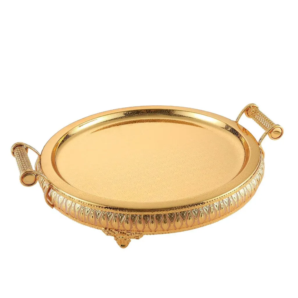 Tray round antic style gold