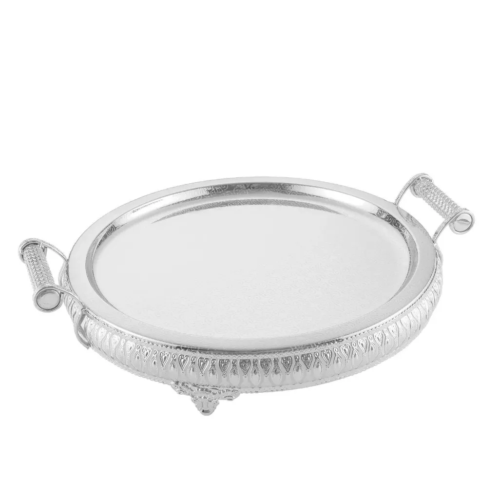 Tray round antic style silver