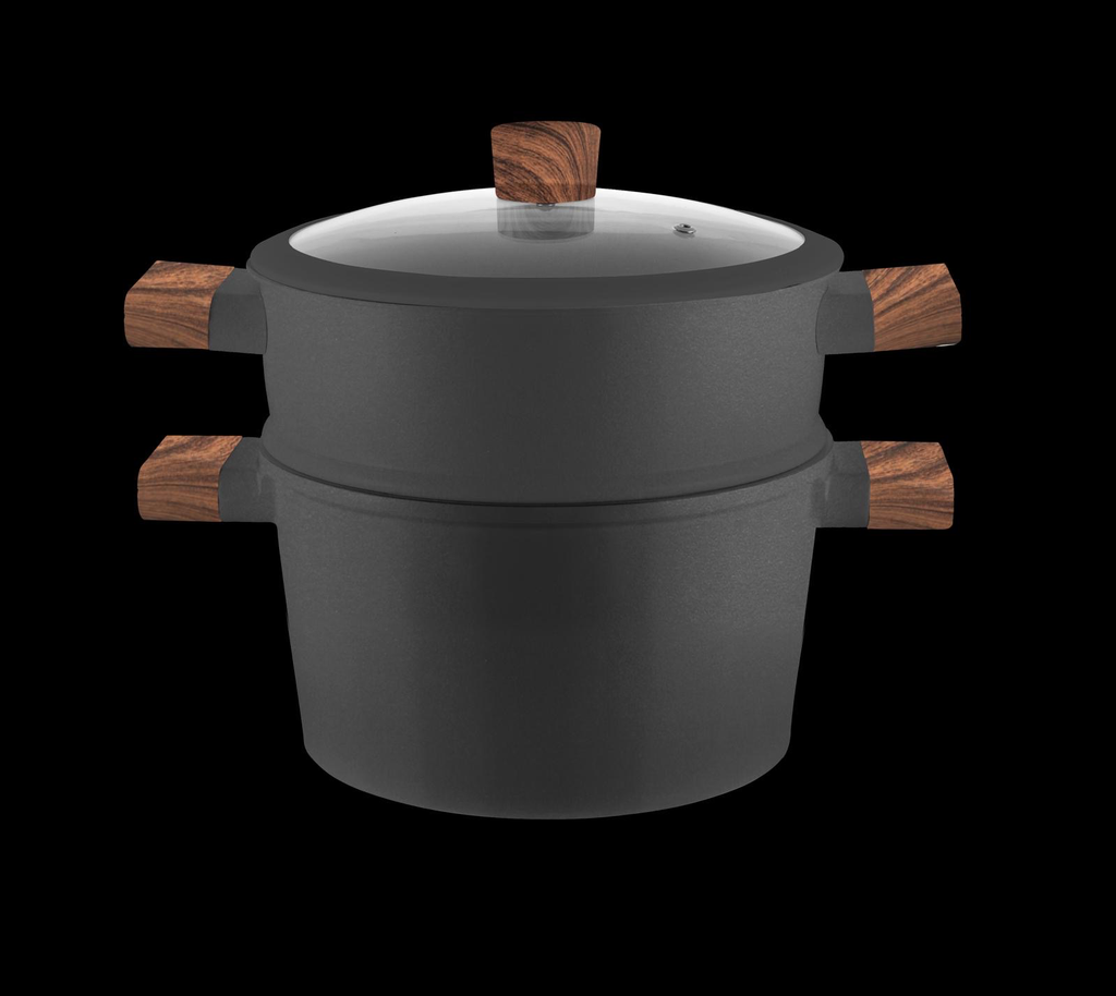Steamer 6,5 ltr black wooden handle