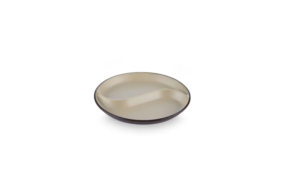 Melamine plate - 2-sided - Sandy beige & brown - 9 inch