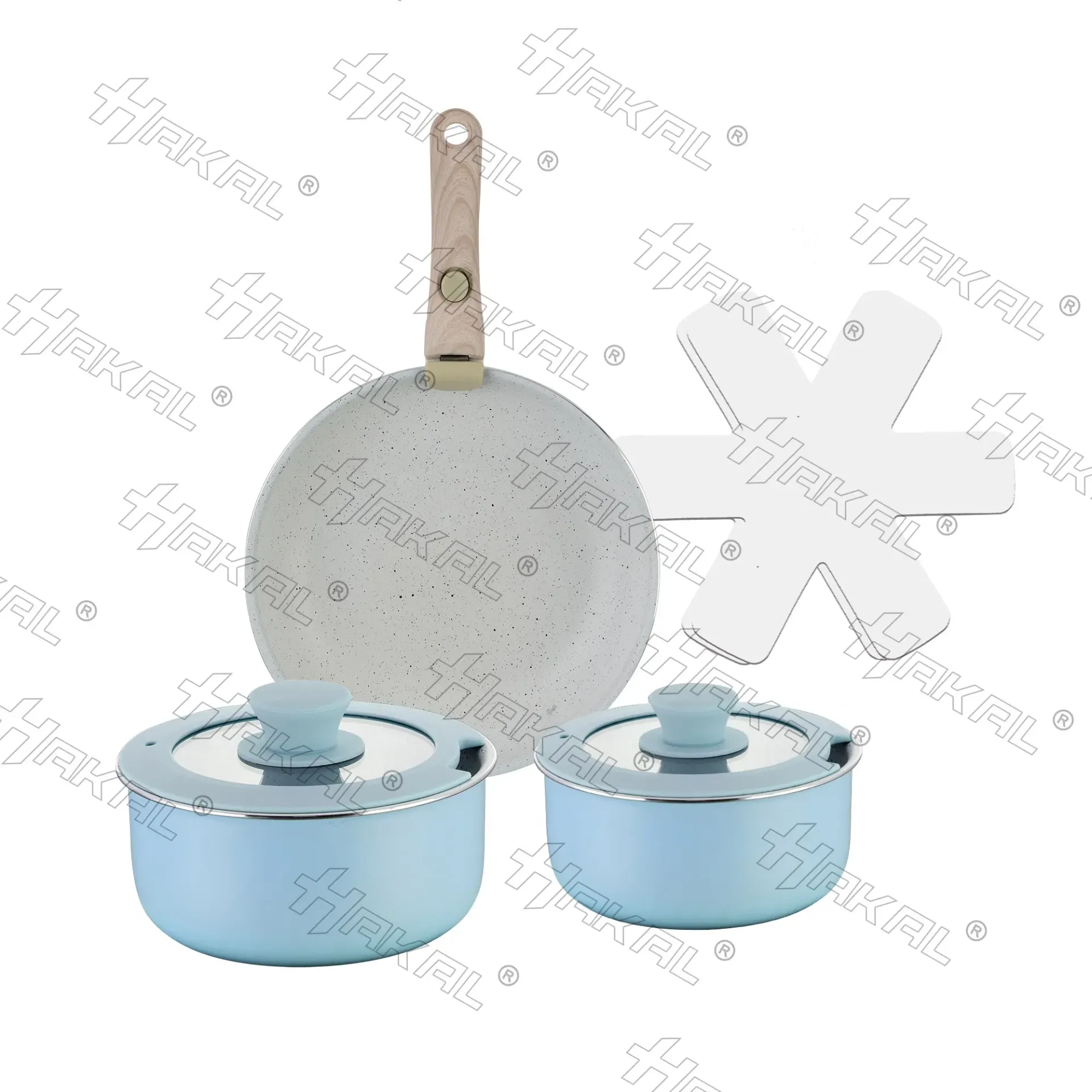 [HKA-7008PB] 8PCS COOKWARE SET/BLUE