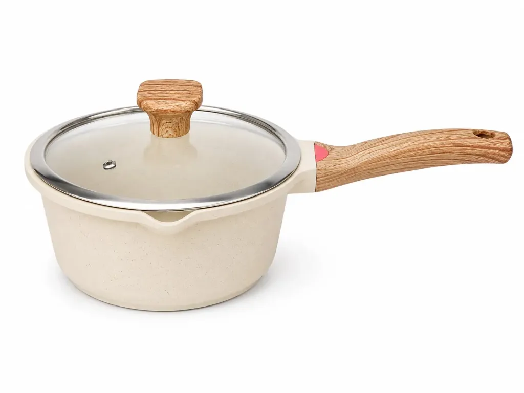 Saucepan 20CM Vinchef wooden handle white